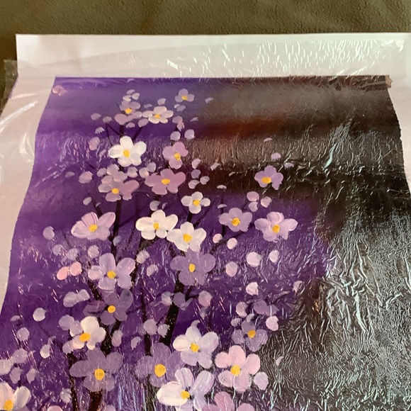 Gorgeous purple flowering tree original oil painting. Approx 14 1/4” x 28” - Picture 2 of 4